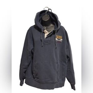 L.L. Bean Rugby Navy Hooded Pullover with 1912 Embroidery